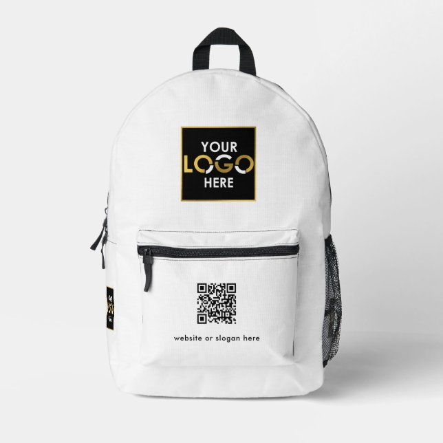 Sac À Dos Imprimé Business Your Logo QR Code Texte Promotionnel Blan (Recto)