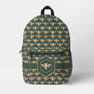 Sac À Dos Imprimé Buzzz - Elegant Miel d'orBee Motif sur Vert foncé
