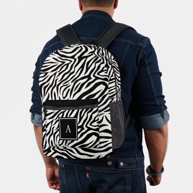 Sac À Dos Imprimé BW Monogram Animal Zebra Motif de peau (Insitu (Modèle))