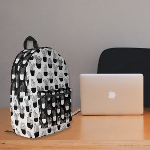 Sac À Dos Imprimé Cactus Line Art Noir Et Blanc Motif 2