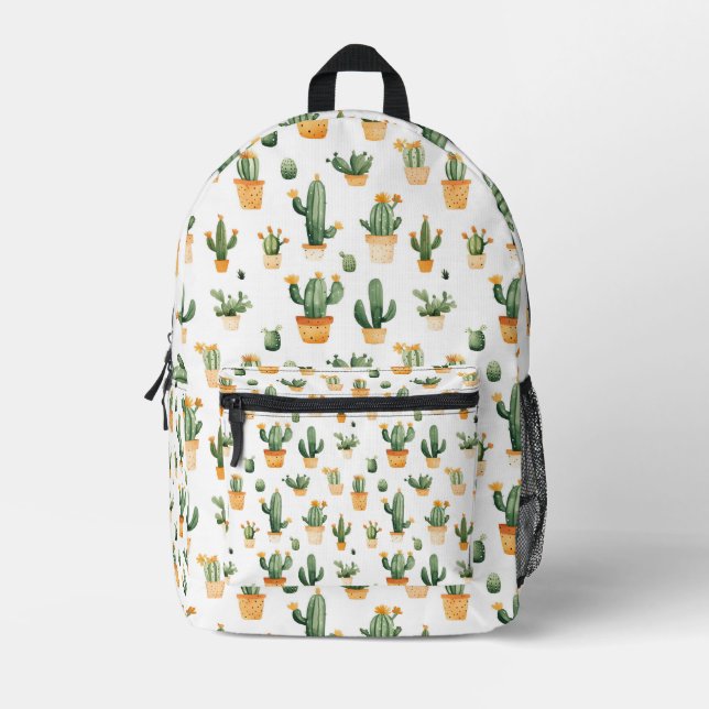 Sac À Dos Imprimé Cactus pointillés sur blanc (Recto)