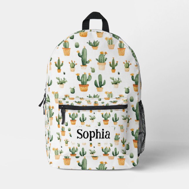 Sac À Dos Imprimé Cactus pointillés sur blanc (Recto)