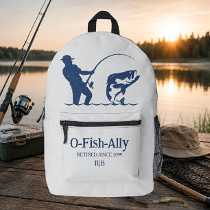 Sac À Dos Imprimé Cadeau de fête de retraite pour pêcheur officiel