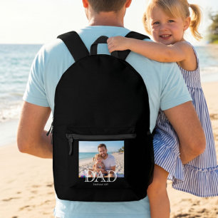 Sac À Dos Imprimé Cadeau de Fête des Pères Minimaliste Photo Papa Ét