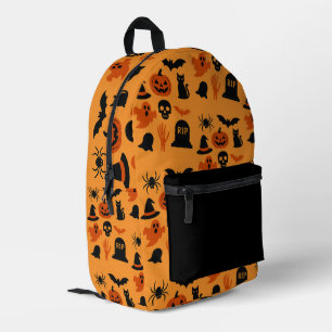 Sac À Dos Imprimé Cadeau éffrayant Halloween classique noir et orang