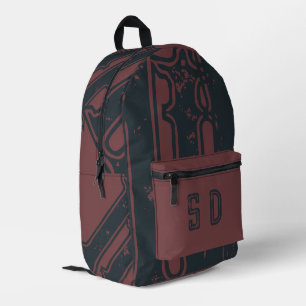 Sac À Dos Imprimé Cadet Cool en détresse monogramme Café bleu profon