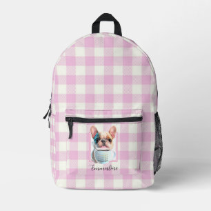 Sac À Dos Imprimé Café de chien blanc rose classique personnalisatio
