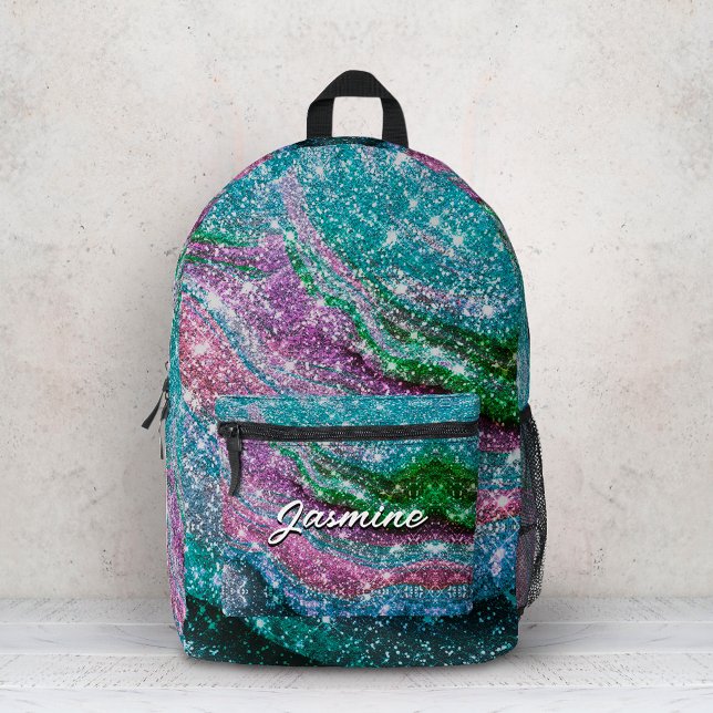 Sac À Dos Imprimé Cahier à monogramme pailleté bleu violet ondulé fa (Créateur téléchargé)