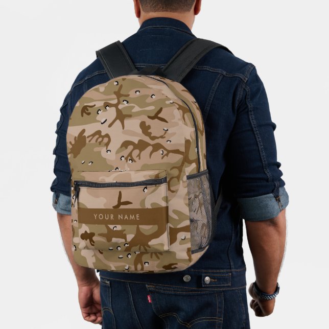 Sac À Dos Imprimé Cailloux du Camouflage du désert, Votre nom, Perso (Insitu (Modèle))