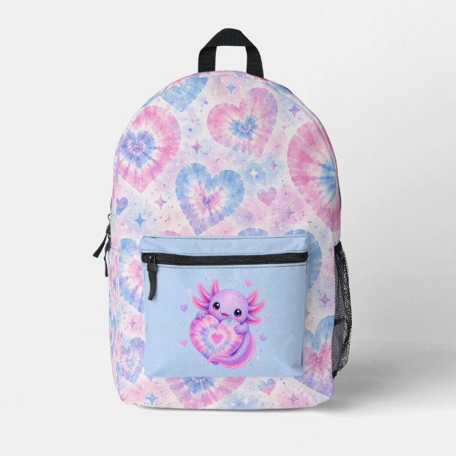 Sac À Dos Imprimé Câlins de cœur de l'Axolotl (Recto)