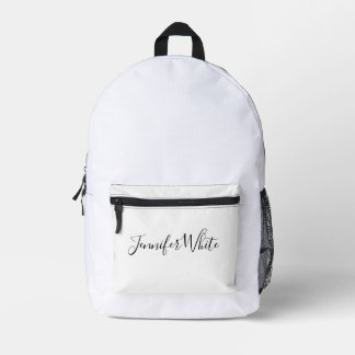 Sac À Dos Imprimé Calligraphie Élégant Gras Rétro Noir & Blanc Nom