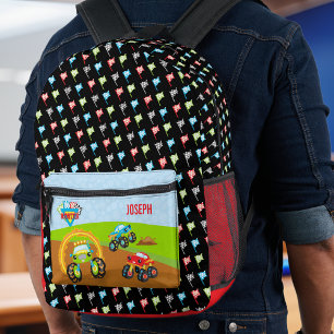 Sac À Dos Imprimé Camions Monster Petit Garçon Coloré avec prénom