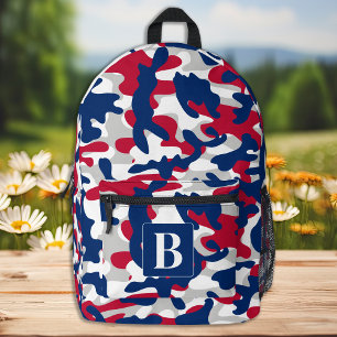 Sac À Dos Imprimé Camo de monogramme personnalisé Patriotique