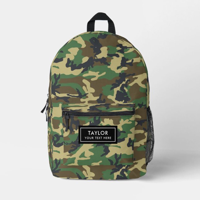 Sac À Dos Imprimé Camo Woodland Camouflage (Recto)