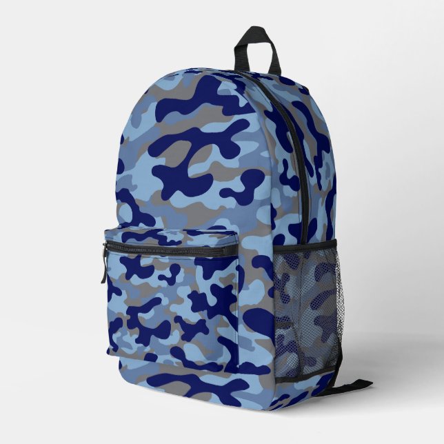 Sac À Dos Imprimé Camouflage Bleu  (Coin arrière droit)