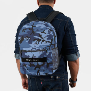 Sac À Dos Imprimé Camouflage bleu marine Votre nom Personnalisez