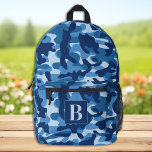 Sac À Dos Imprimé Camouflage de Monogramme Moderne Personnalisé<br><div class="desc">Découvrez notre sac à dos camo moderne et tendance, parfait pour les enfants, les étudiants, les randonneurs et les randonneurs de jour! Ce sac à dos cool est doté d'un motif de camo nautique aux teintes bleu marine, lui donnant un look d'inspiration militaire qui ne manquera pas de tourner la...</div>