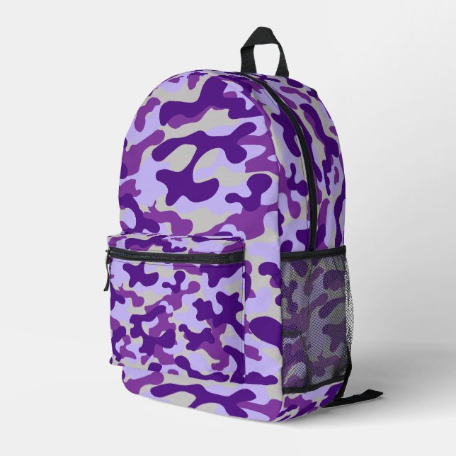 Sac À Dos Imprimé Camouflage Gris Violet  (Coin arrière droit)