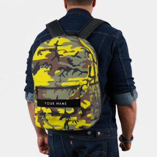 Sac À Dos Imprimé Camouflage jaune et marron Personnalisez votre nom