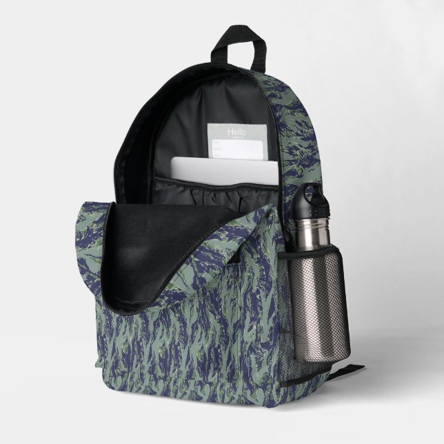 Sac À Dos Imprimé Camouflage Militaire Forêt Rayure de Tigre (Coin arrière droit (ouvert))