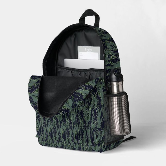 Sac À Dos Imprimé Camouflage Militaire Forêt Rayure de Tigre (Coin arrière droit (ouvert))