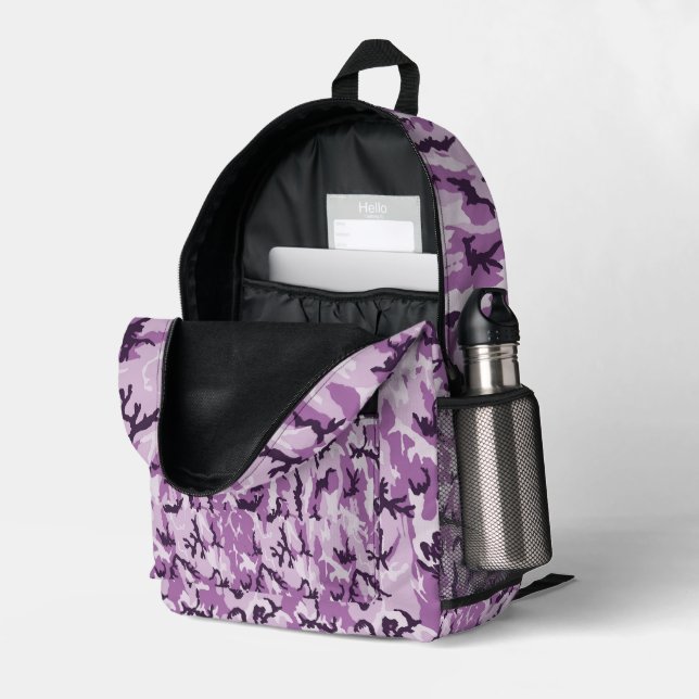 Sac À Dos Imprimé Camouflage Militaire Rose de Bois (Coin arrière droit (ouvert))