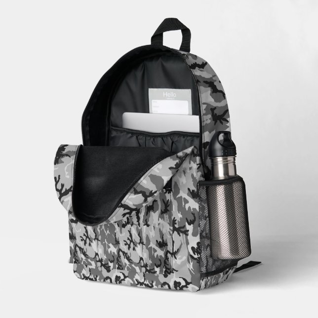 Sac À Dos Imprimé Camouflage Militaire Urbain de Bois  (Coin arrière droit (ouvert))