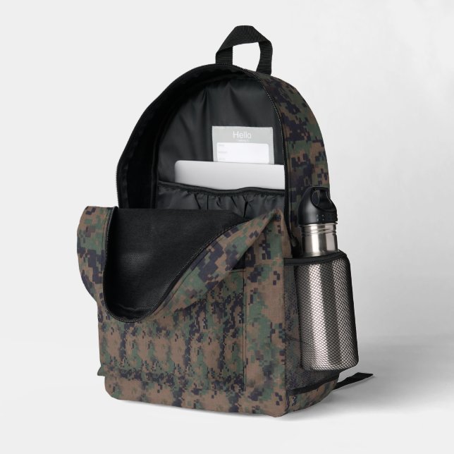 Sac À Dos Imprimé Camouflage numérique vert forêt (Coin arrière droit (ouvert))