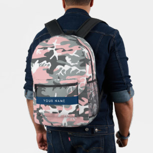 Sac À Dos Imprimé Camouflage rose et gris Votre nom Personnalisez