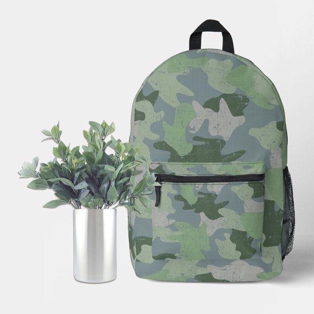 Sac À Dos Imprimé Camouflage vert (Green camouflage backpack. You can add text, photos, etc.)