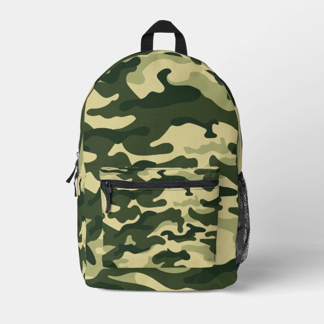 Sac À Dos Imprimé Camouflage vert camo Nom personnalisé (Recto)