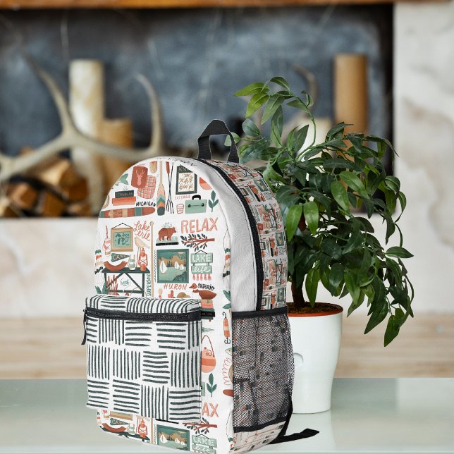 Sac À Dos Imprimé Camping des Grands Lacs Wilderness | Monogramme (Créateur téléchargé)