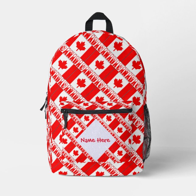 Sac À Dos Imprimé Canada et drapeau canadien personnalisation rouge  (Recto)
