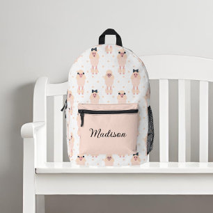Sac À Dos Imprimé Caniches Mignons avec Rubans Nom Personnalisé
