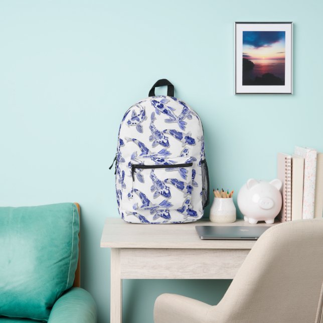 Sac À Dos Imprimé Carpe koï bleue et blanche  (Insitu)