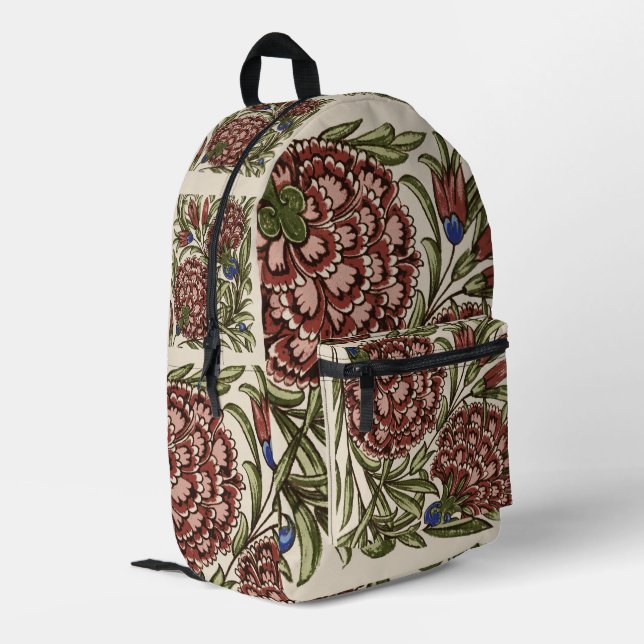 Sac À Dos Imprimé Carreau de fleur d'œillet Art antique rustique De  (Coin arrière gauche)