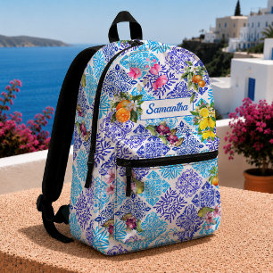 Sac À Dos Imprimé Carreaux de azulejo méditerranéen floraux de citru