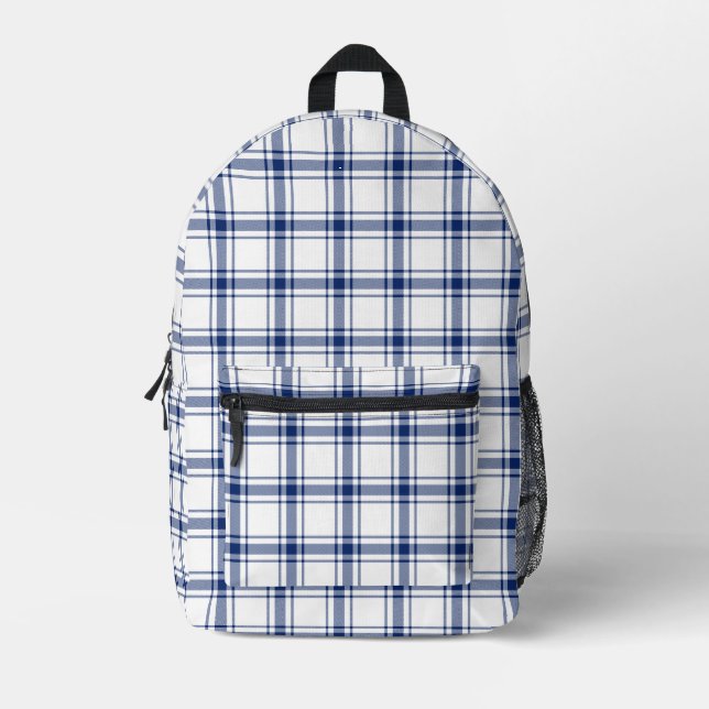 Sac À Dos Imprimé Carreaux marins bleus et blancs (Recto)