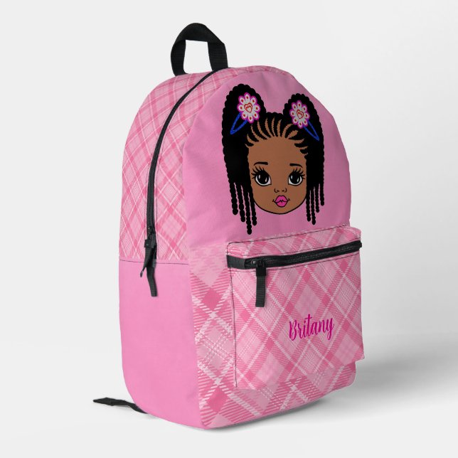 Sac à dos imprimé carreaux rose pour bébé fille pe (Coin arrière gauche)