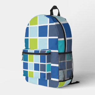 Sac À Dos Imprimé Carrés bleus verts À damiers