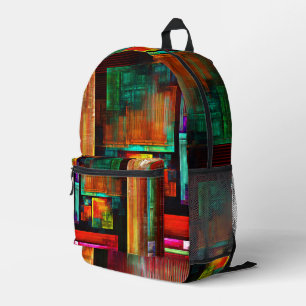 Sac À Dos Imprimé Carrés colorés Motif d'art Abstrait moderne #04
