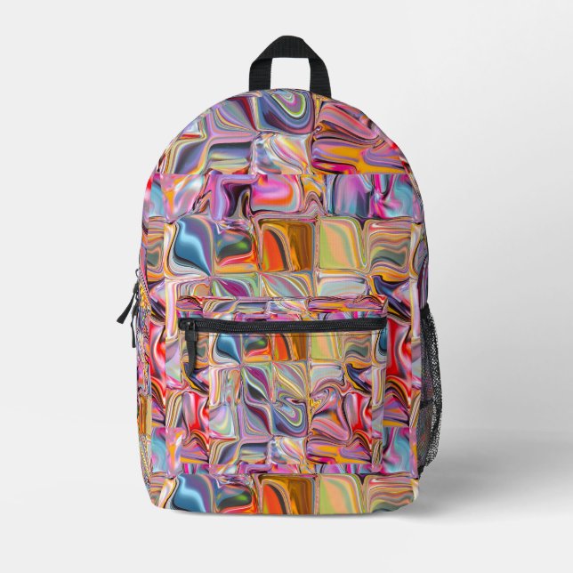 Sac À Dos Imprimé Carrés Ondulés du Temps (Recto)