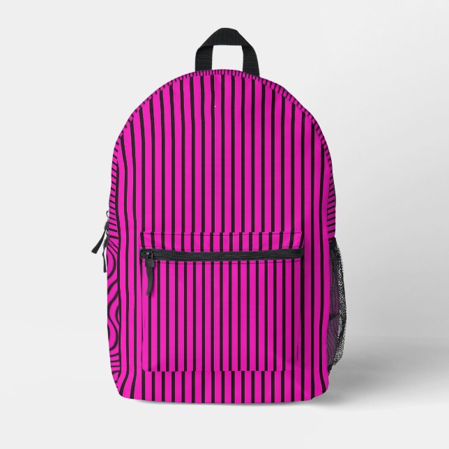 Sac À Dos Imprimé Cartable à rayures roses pour usage quotidien à l' (Recto)