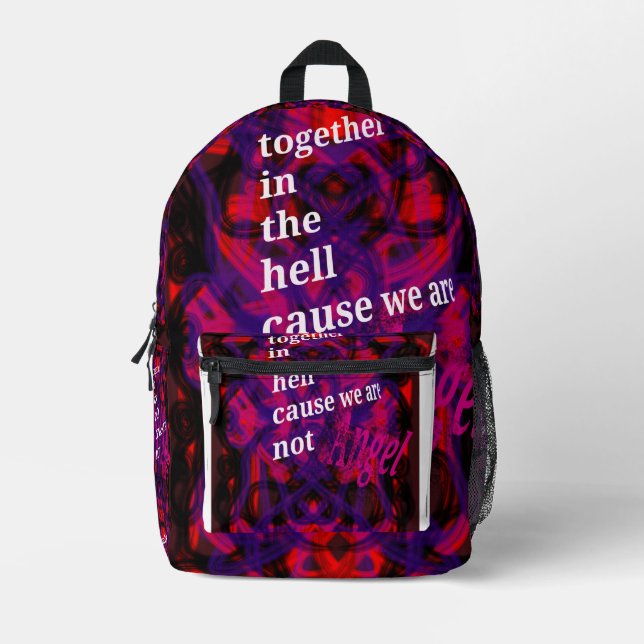 Sac À Dos Imprimé Cartable école en enfer  (Recto)