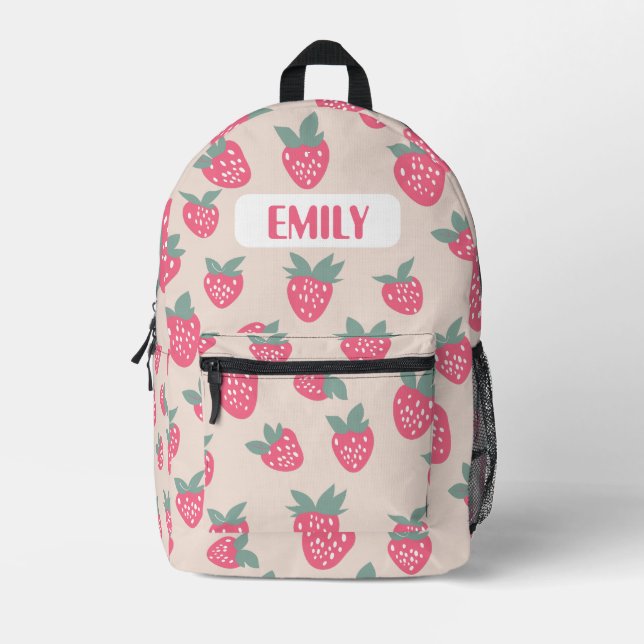 Sac À Dos Imprimé Cartable maternelle fraise (Recto)