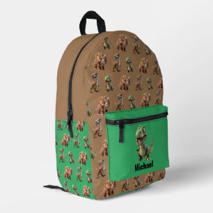 Sac À Dos Imprimé Cartable personnalisé dinosaure garçon vert et mar