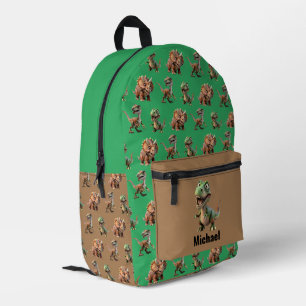 Sac À Dos Imprimé Cartable personnalisé dinosaure garçon vert et mar