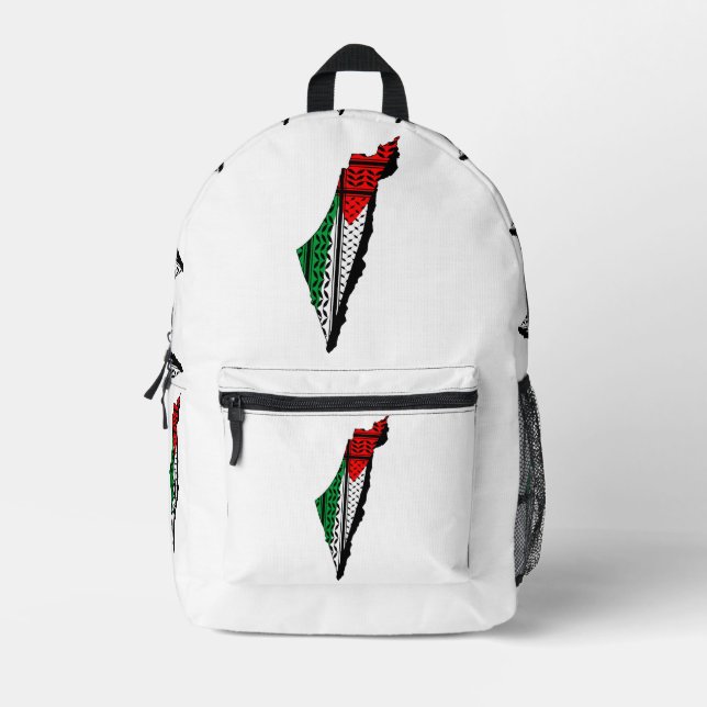 Sac À Dos Imprimé Carte de Palestine avec drapeau et Motif de Keffiy (Recto)