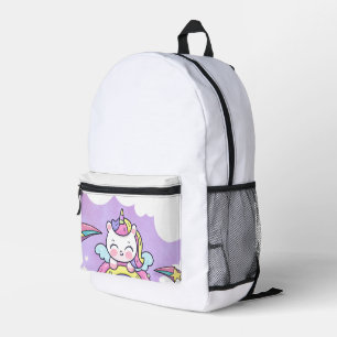 Sac À Dos Imprimé Carton d'invitation d'anniversaire Licorne Arc-en-