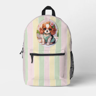 Sac À Dos Imprimé Cavalier King Charles Pastel Lines Cottagecore
